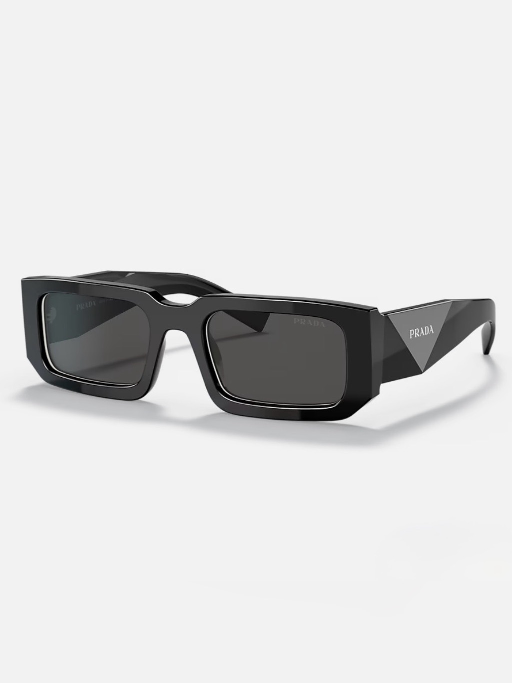 Men Prada Black Rectangular Sunglasses